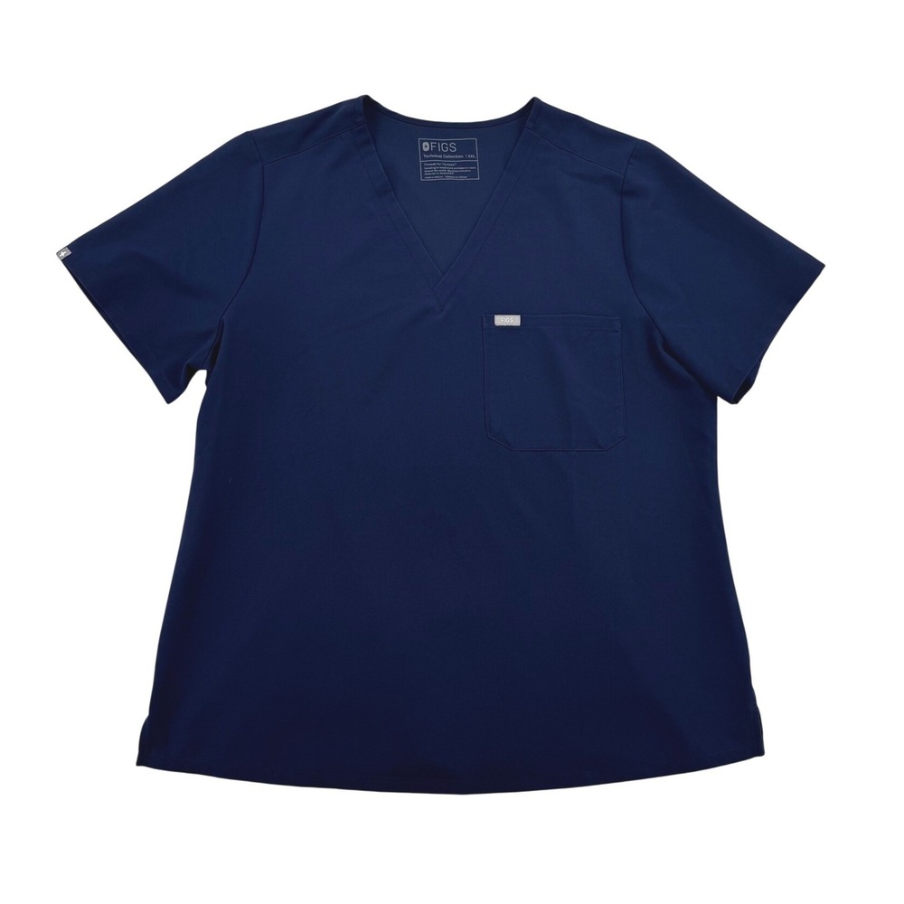 FIGS Scrub Top Women XXL Navy Blue Good V-Neck Short Sleeve FW1000 PO2263